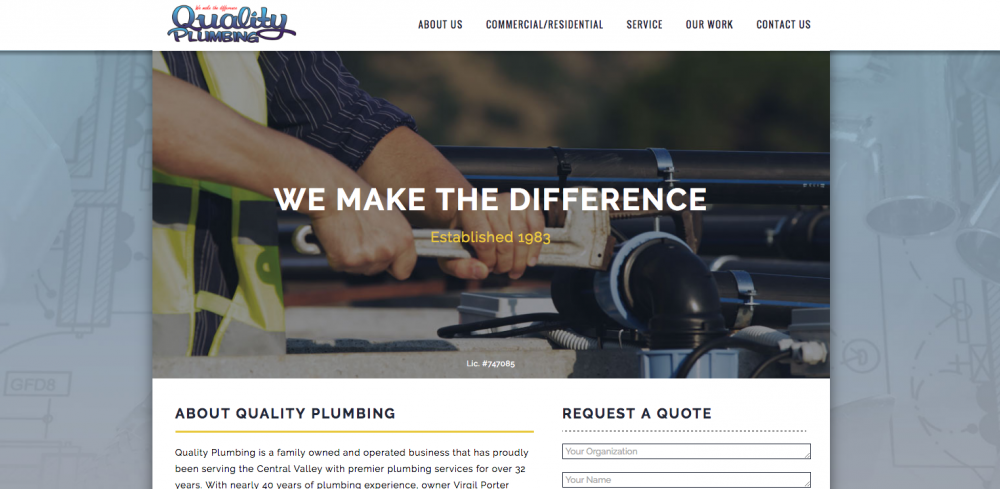 Quality Plumbing - Web Design, Website Build